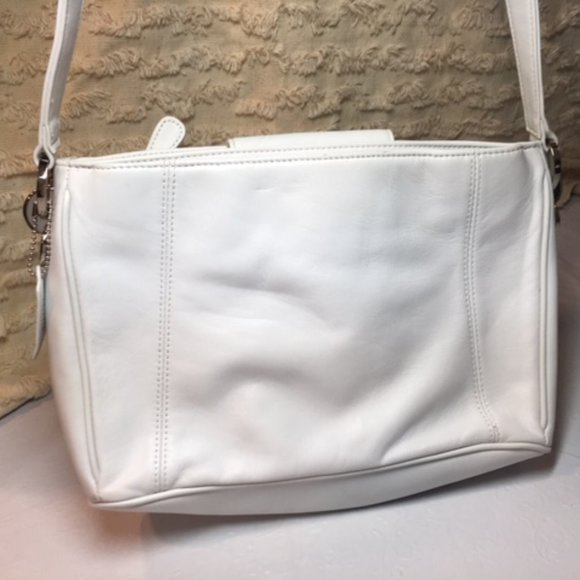 Worthington Multi Compartments White Leather Shoulder Bag 11.5"x8" - Picture 1 of 16
